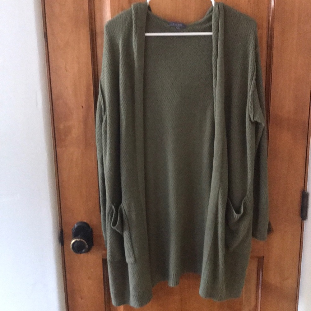 Hooded olive cardigan